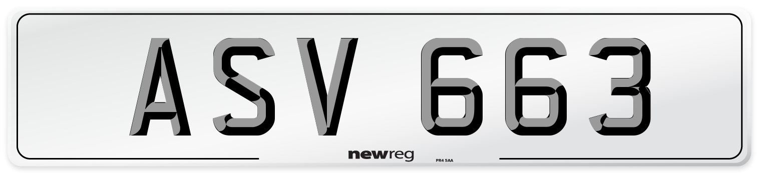 ASV 663 Number Plate from New Reg